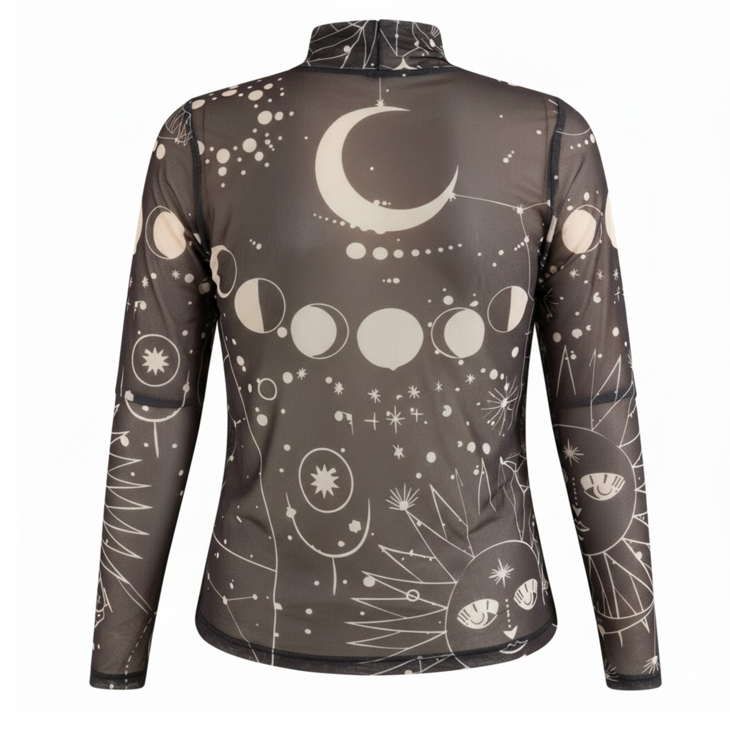 BLUSA MANGA LARGA EN MALLA NEGRO LUNAR
