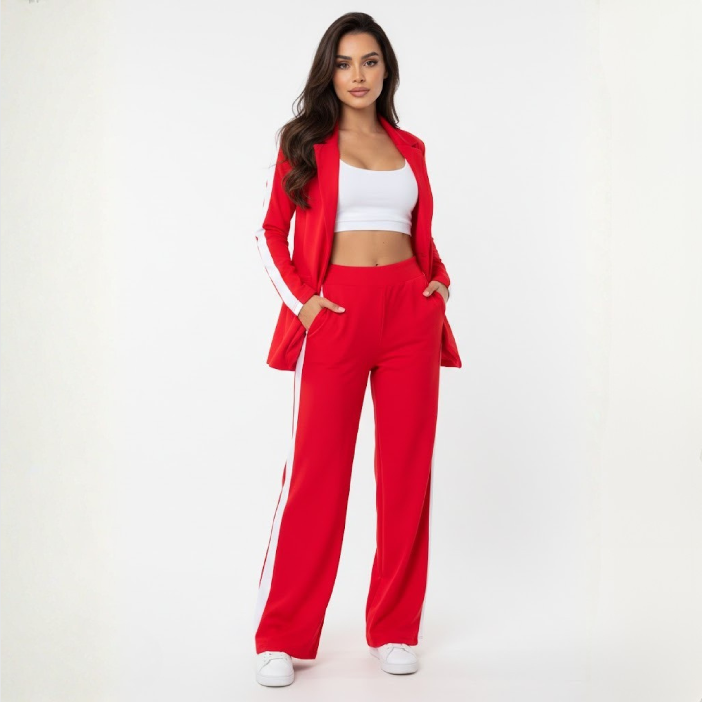 SET BLAZER Y PANTALÓN ROJO