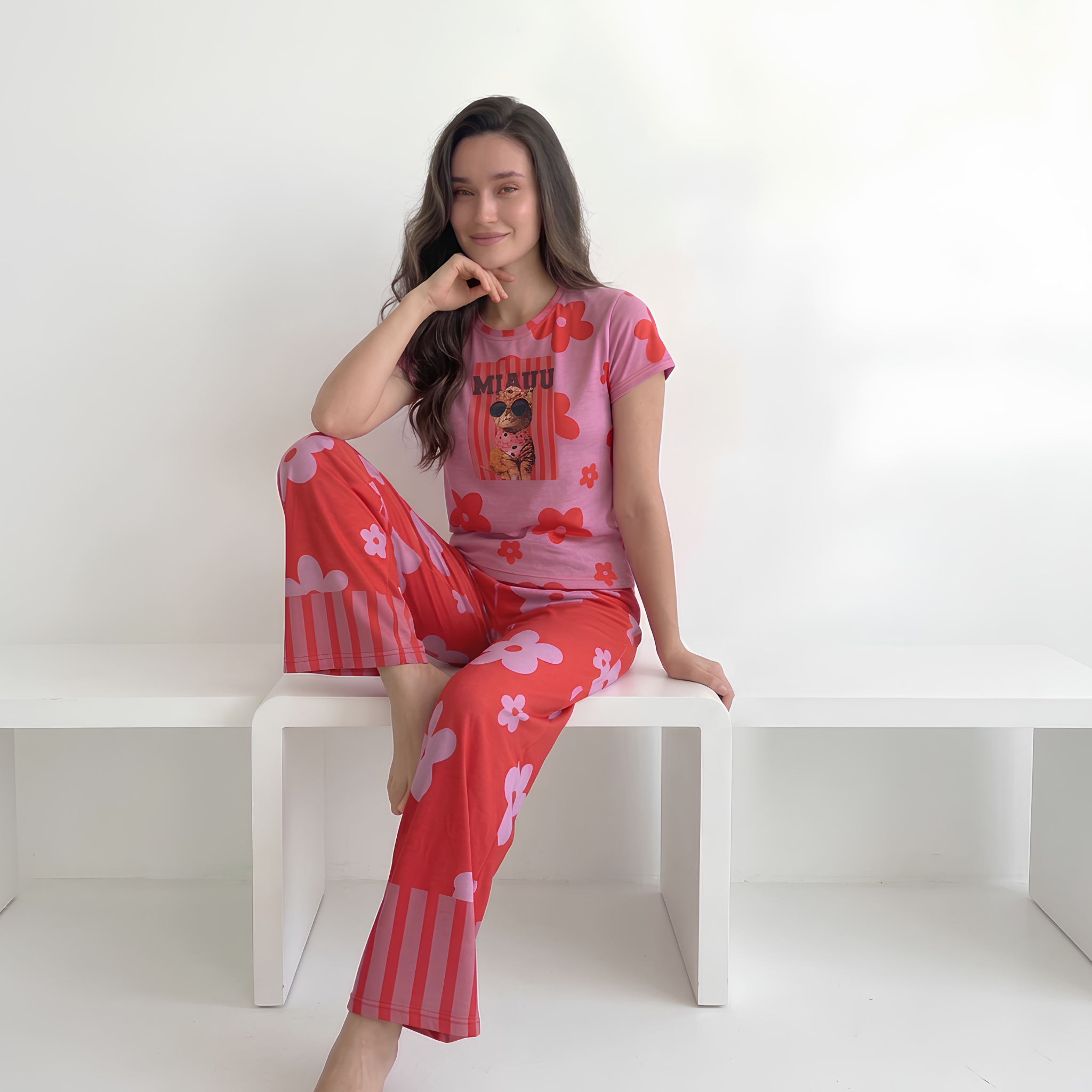 PIJAMA GATO ROJO
