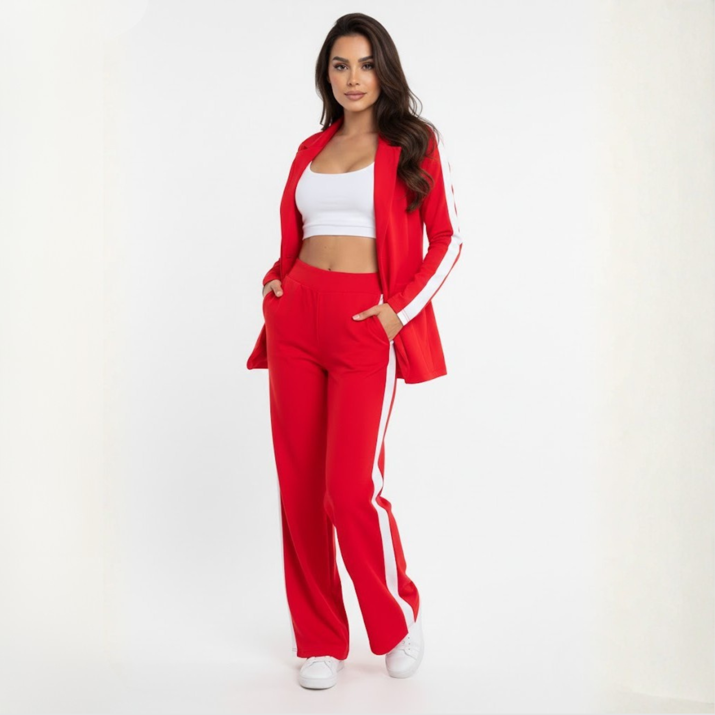 SET BLAZER Y PANTALÓN ROJO