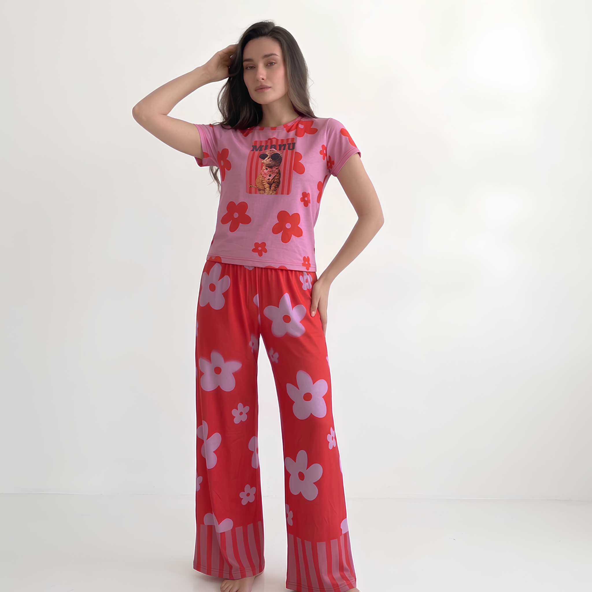 PIJAMA GATO ROJO