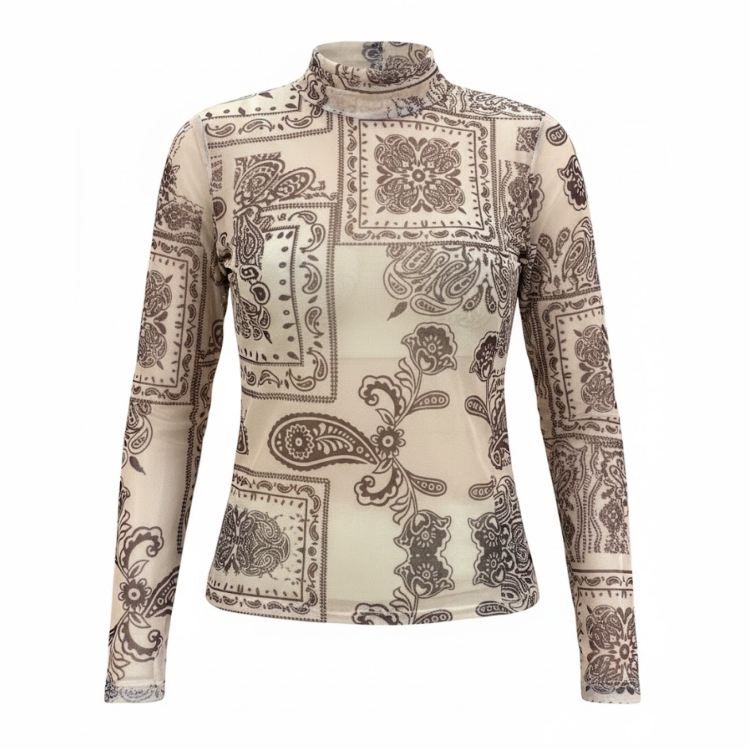 BLUSA MANGA LARGA EN MALLA