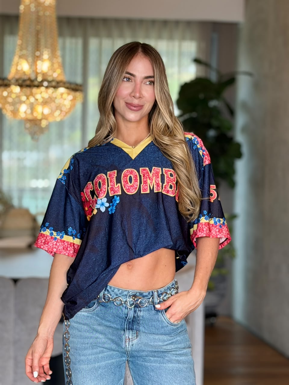 CAMISETA DE COLOMBIA FLORES
